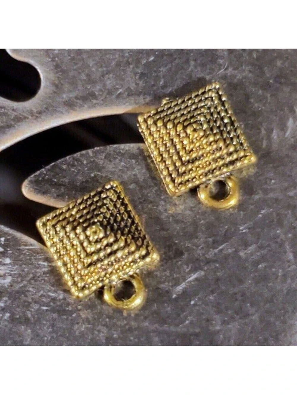 Avant Garde Antique Gold Egyptian Pyramid Dotted Earring Post Findings 2 pcs